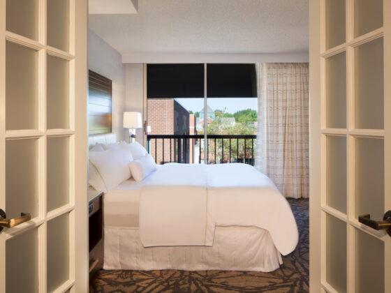 Westin Princeton Hotel guestroom featuring modern furnishings and recent renovation upgrades by DDB, the Westin Princeton Hotel PIP contractor.