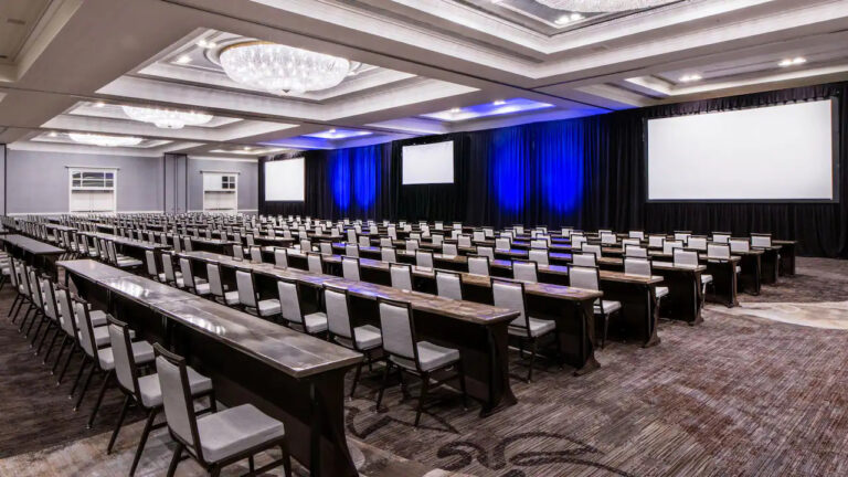 Renovated Hyatt Regency Long Island ballroom by DDB Contracting showcasing modern design and elegant finishes