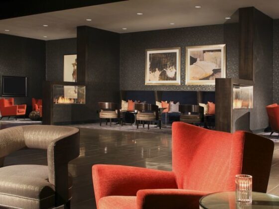 Renovated Hilton Parsippany hotel lobby by DDB Contracting with modern design and upgraded interior.