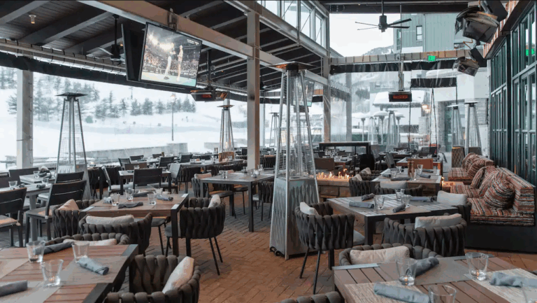 New outdoor dining pavilion at Park Hyatt Beaver Creek Resort and Spa in Eagle County, Colorado.