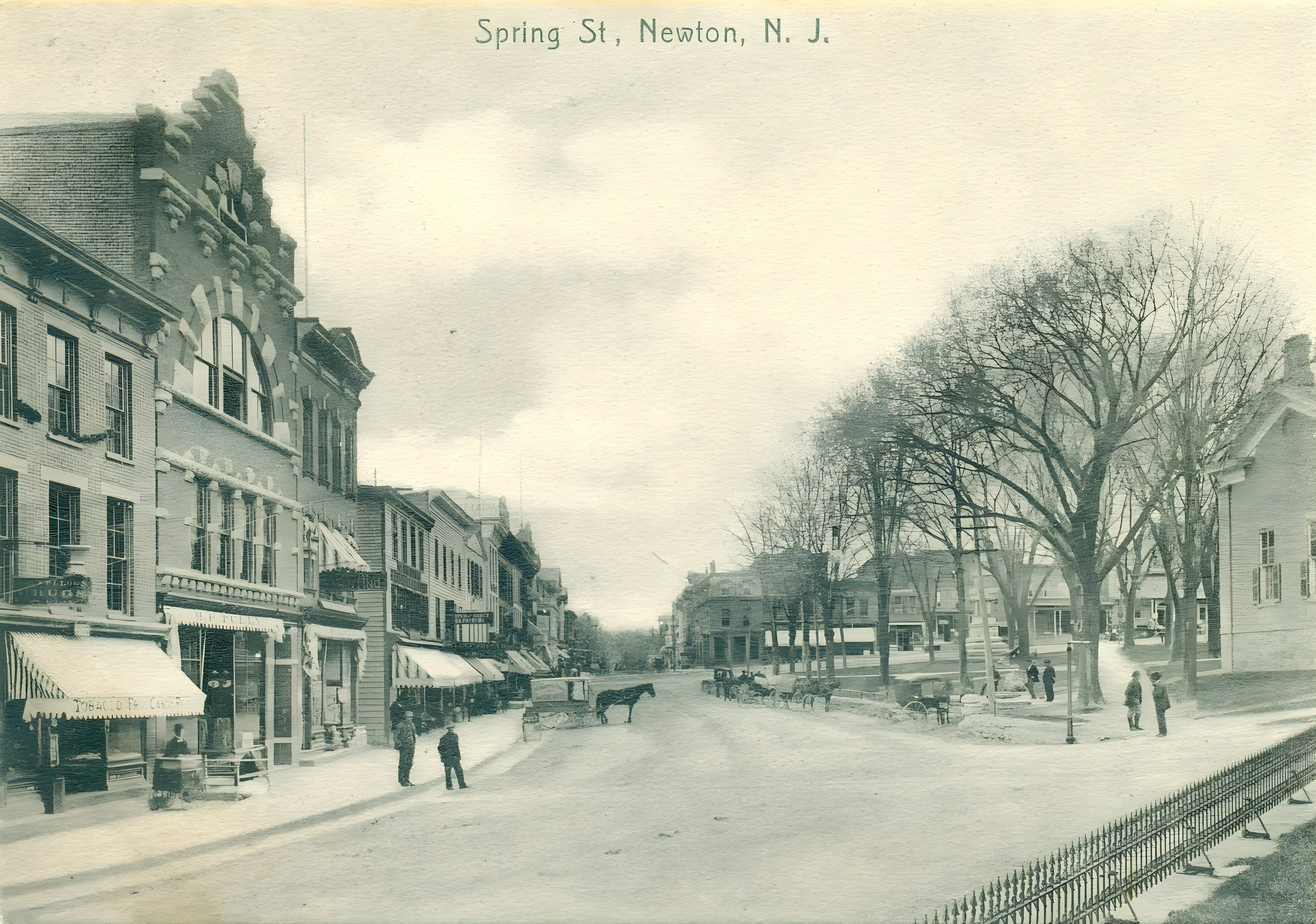 Historic Spring Street in Newton with charming historic buildings and tree-lined streets